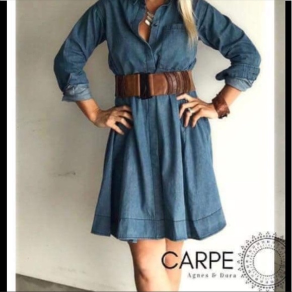 agnes and dora denim shirt dress Agnes & Dora Blue Denim Shirt Dress Womens XS Button Down 100% Cotton EUC